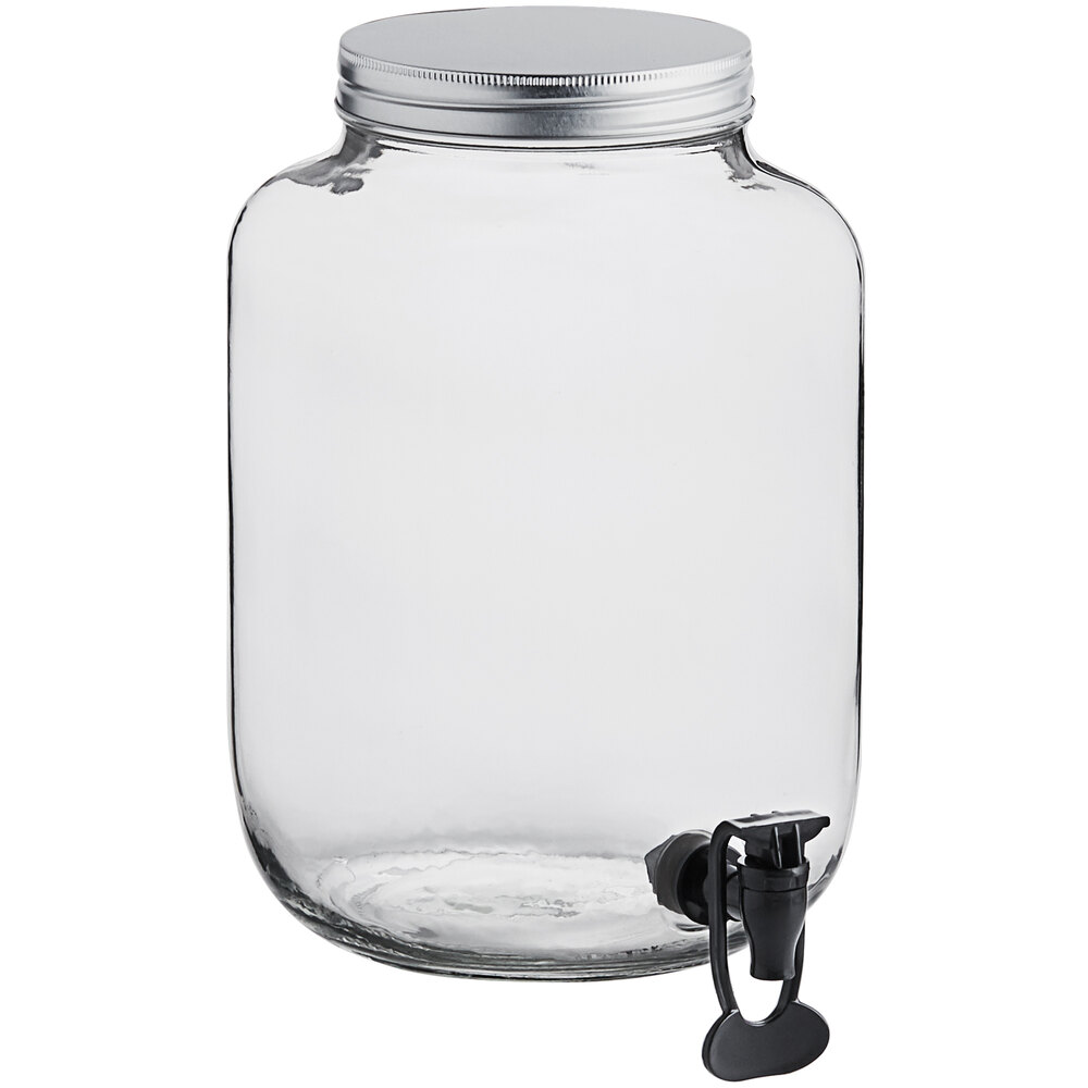 Acopa 2 Gallon Mason Jar Glass Beverage Dispenser with Infusion Chamber,  Chalkboard Sign, and Black Stand