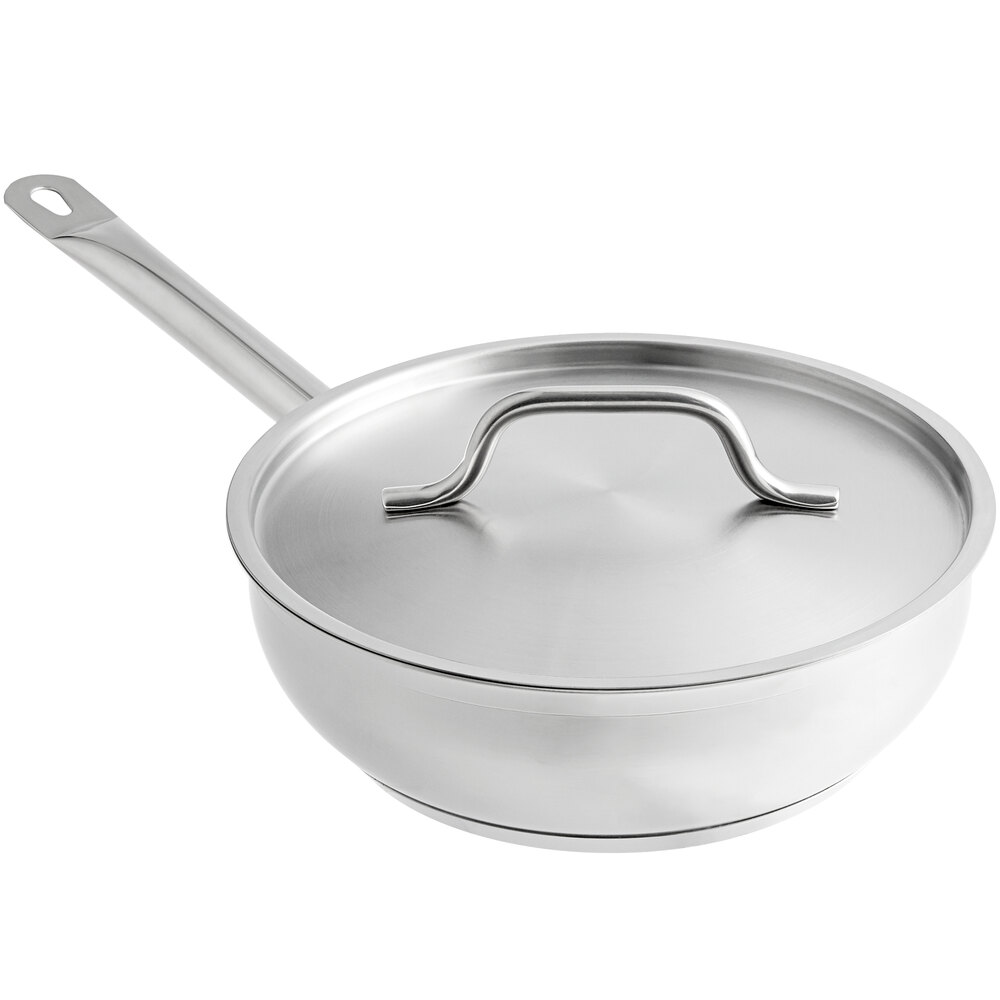 Vigor SS1 Series 6 Qt. Stainless Steel Sauce Pan with Aluminum-Clad Bottom  and Cover