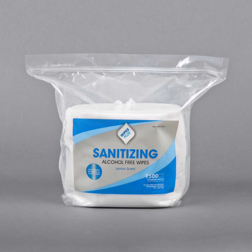 WipesPlus Lemon Scent Alcohol Free Hand Sanitizing Wipes 1500 Ct