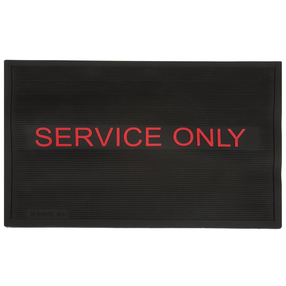 Choice 12" x 18" Black and Red Service Only Bar Mat