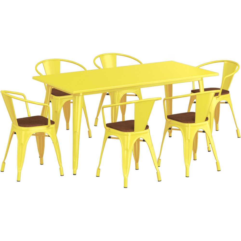 Lancaster Table & Seating Alloy Series 63" x 32" Yellow Dining Height
