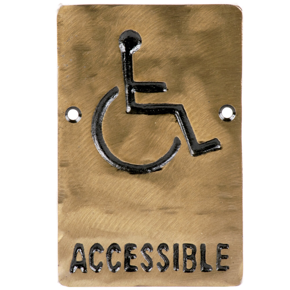 Tablecraft 465632 ADA Handicap Accessible Sign Bronze, 6" x 4"