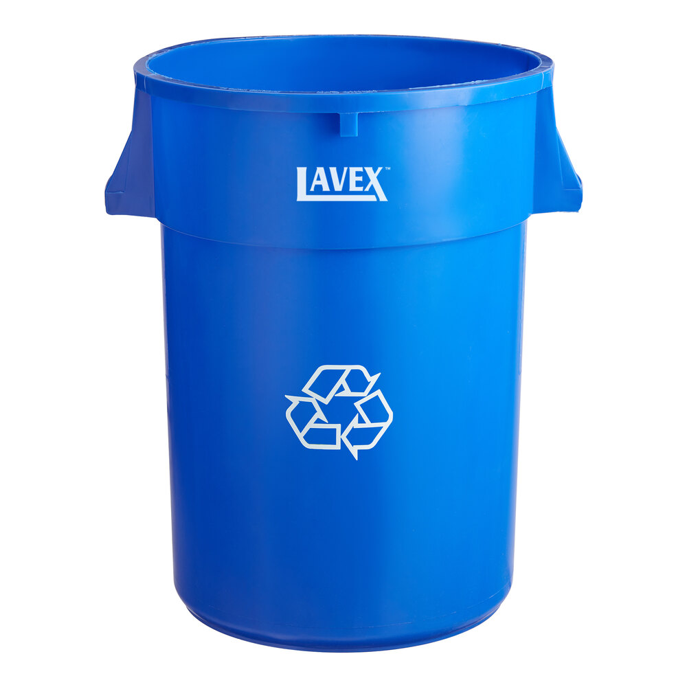 Lavex 44 Gallon Blue Round Commercial Recycling Can