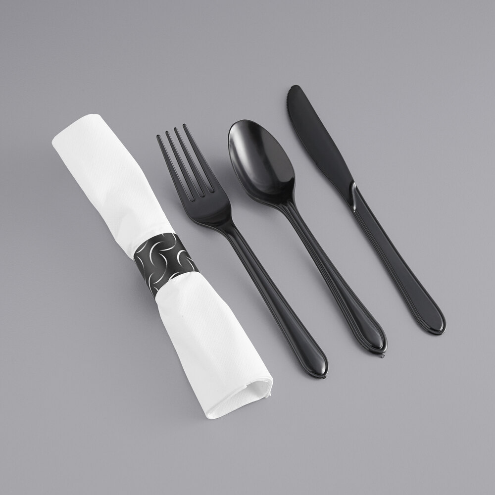 HOFFMASTER CATERWRAP Einzelservietten Mit Besteck – Weiß, 41 Cm Lang, 100 Stück, Für Catering & Events