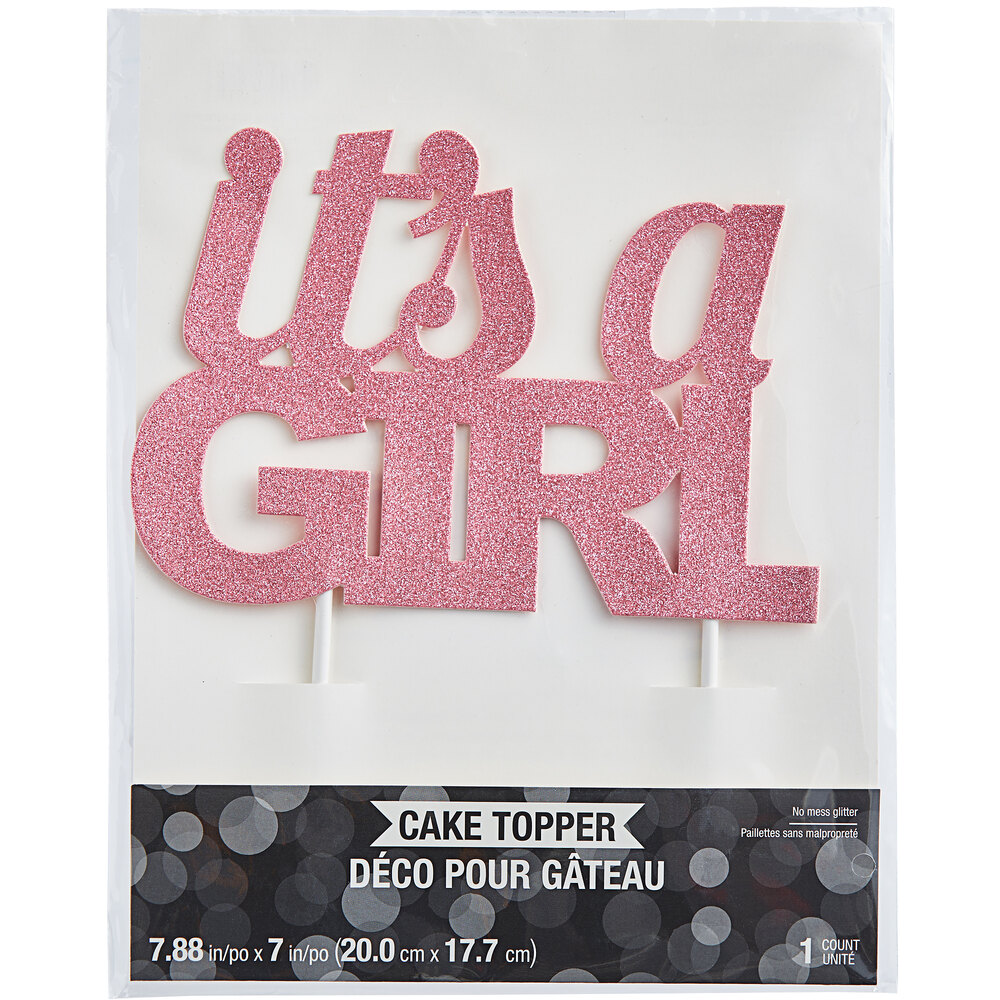 Creative Converting "It's a Girl" Cake Topper (Pink Glitter)