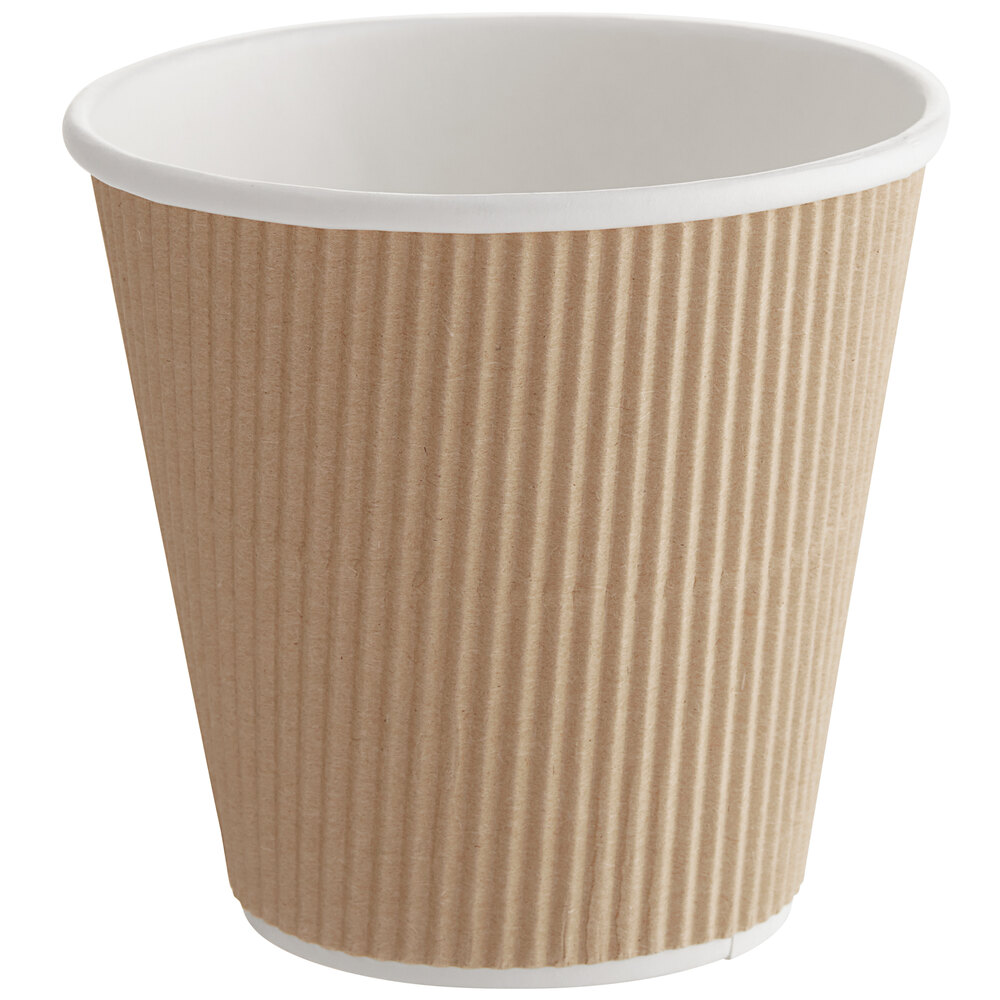 Choice 8 oz. Squat Double Wall Ripple Kraft Paper Hot Cup - 500/Case