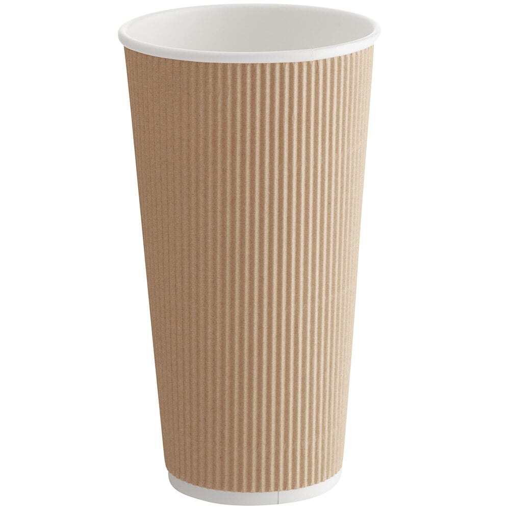 Choice 20 oz. Double Wall Ripple Kraft Paper Hot Cup - 500/Case