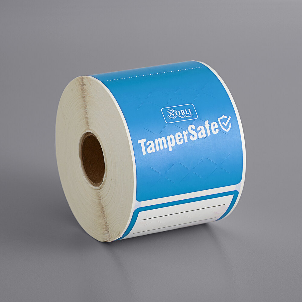 TamperSafe 2 1/2" x 6" Customizable Blue Paper TamperEvident Label