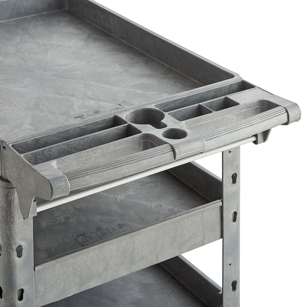 Large Gray 3-Shelf Utility Cart with Premium Handle and Built-In