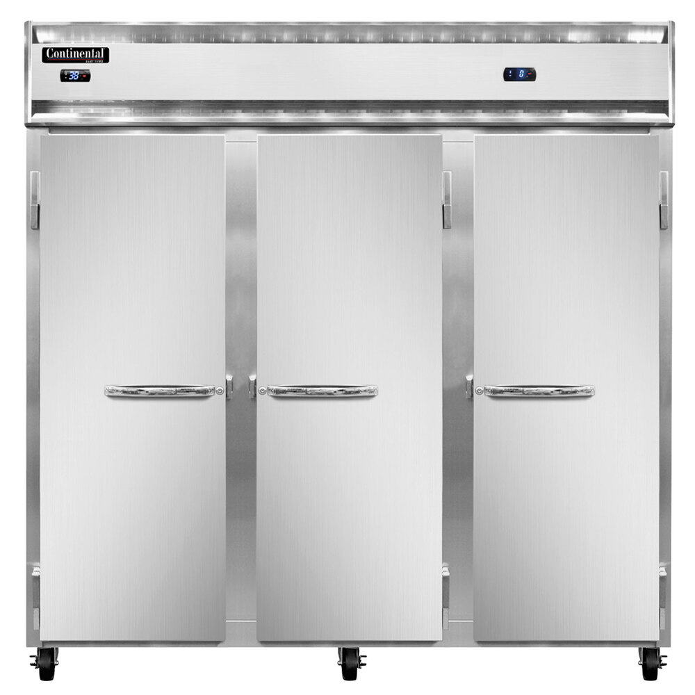 Continental Refrigerator 3RRFNSS 78" Solid Door Dual Temperature Reach