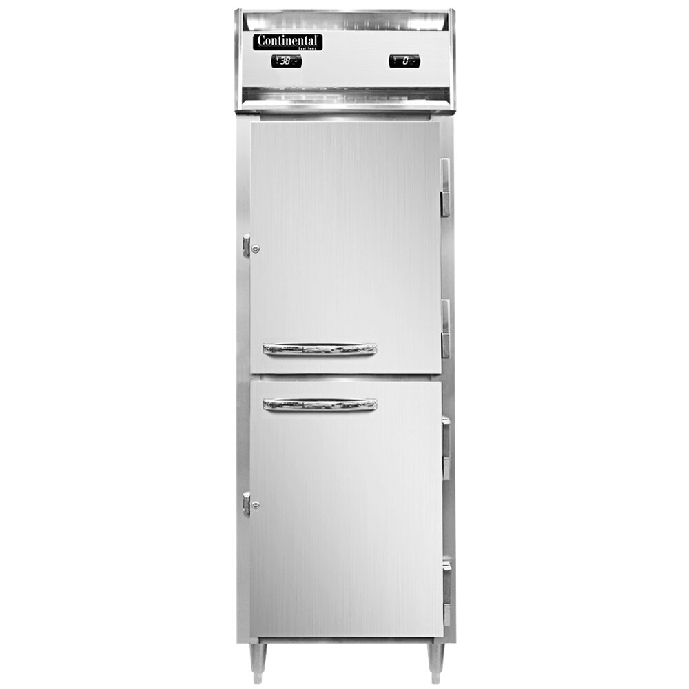 Continental Refrigerator D1RFSN-SS-HD 26&quot; Solid Half Door Shallow Depth Dua