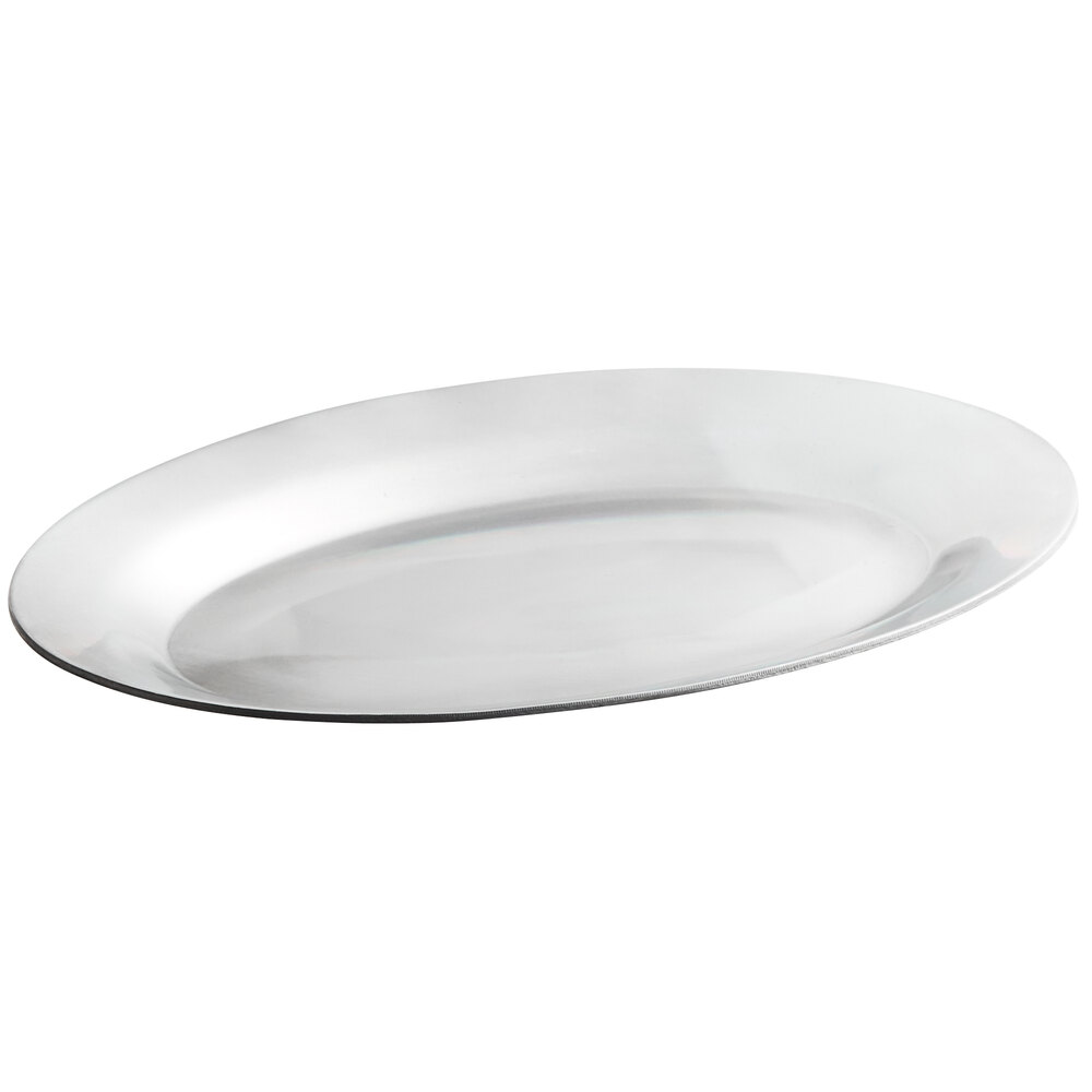 Choice 10 1/2 x 7 Oval Aluminum Sizzler Platter