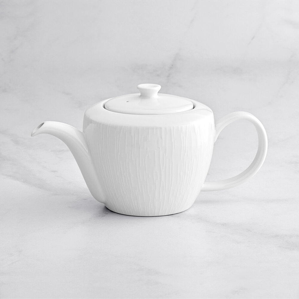 RAK Porcelain Soul 13.55 oz. Bright White Embossed Porcelain Teapot ...