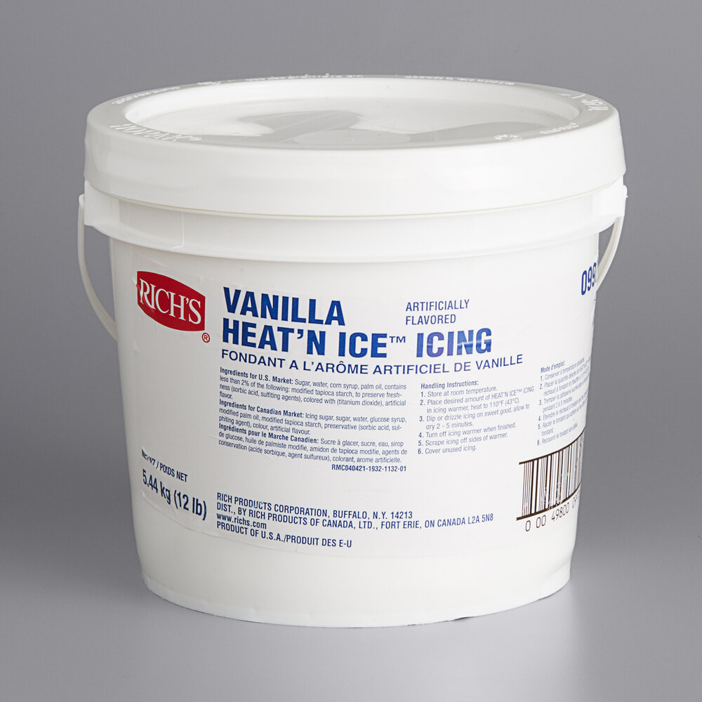 Rich's Vanilla Heat 'n Ice Donut & Roll Icing 12 lb. Pail