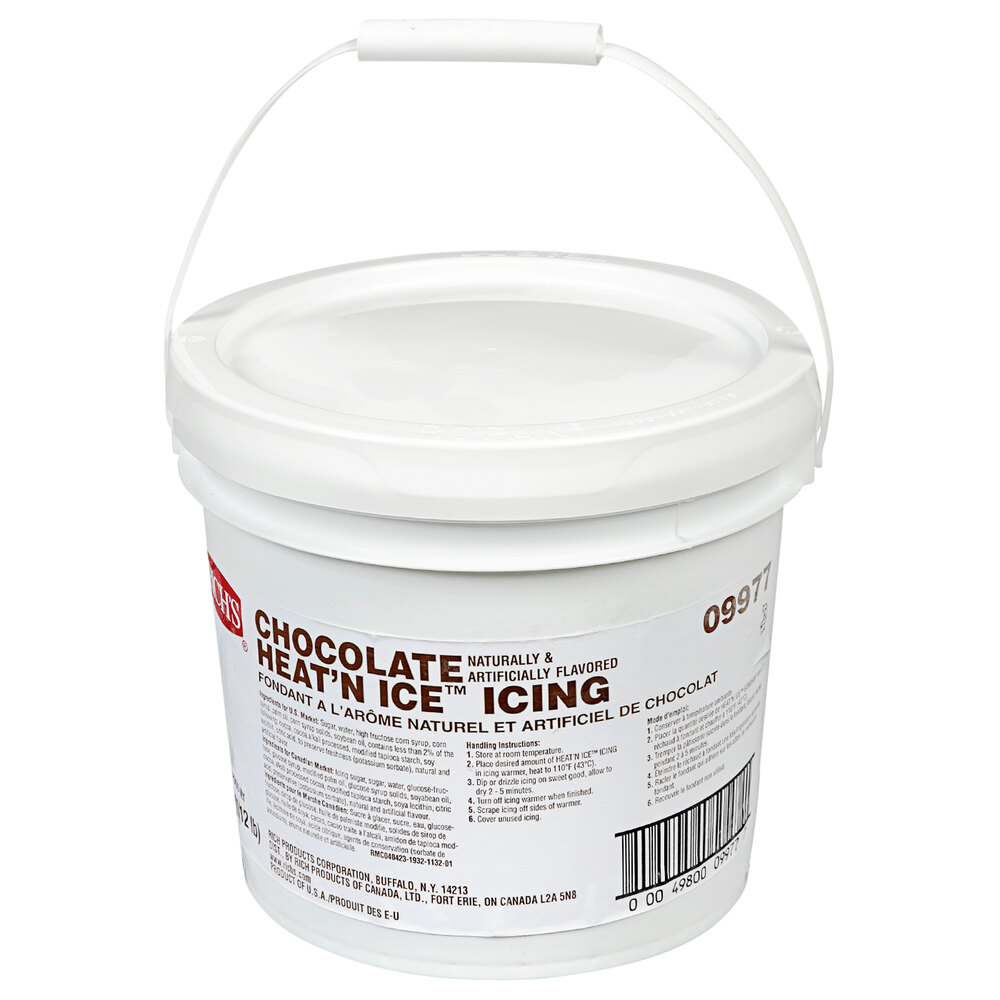 Rich's Chocolate Heat 'n Ice Donut & Roll Icing 12 lb. Pail