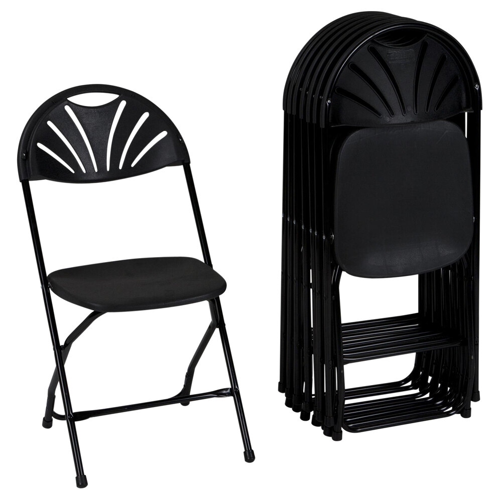 ZOWN 60542BLK8E Premium Black Commercial Banquet Folding Chair with Fan