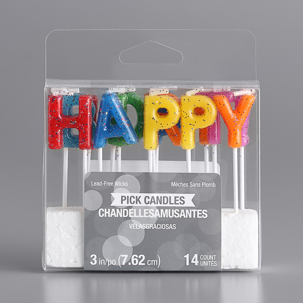 Creative Converting 101712 Assorted Glitter “Happy Birthday!” Candle