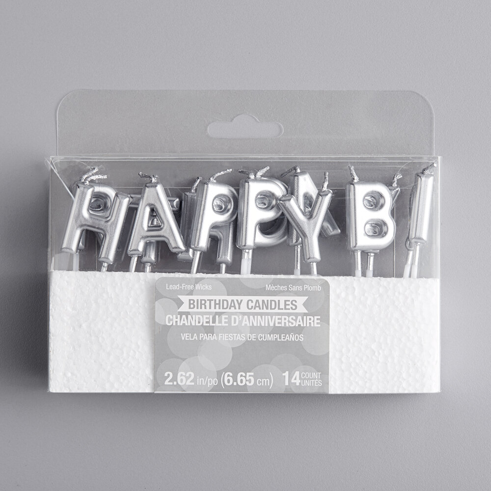 Creative Converting 339950 Silver "Happy Birthday!" Candle Pick Set