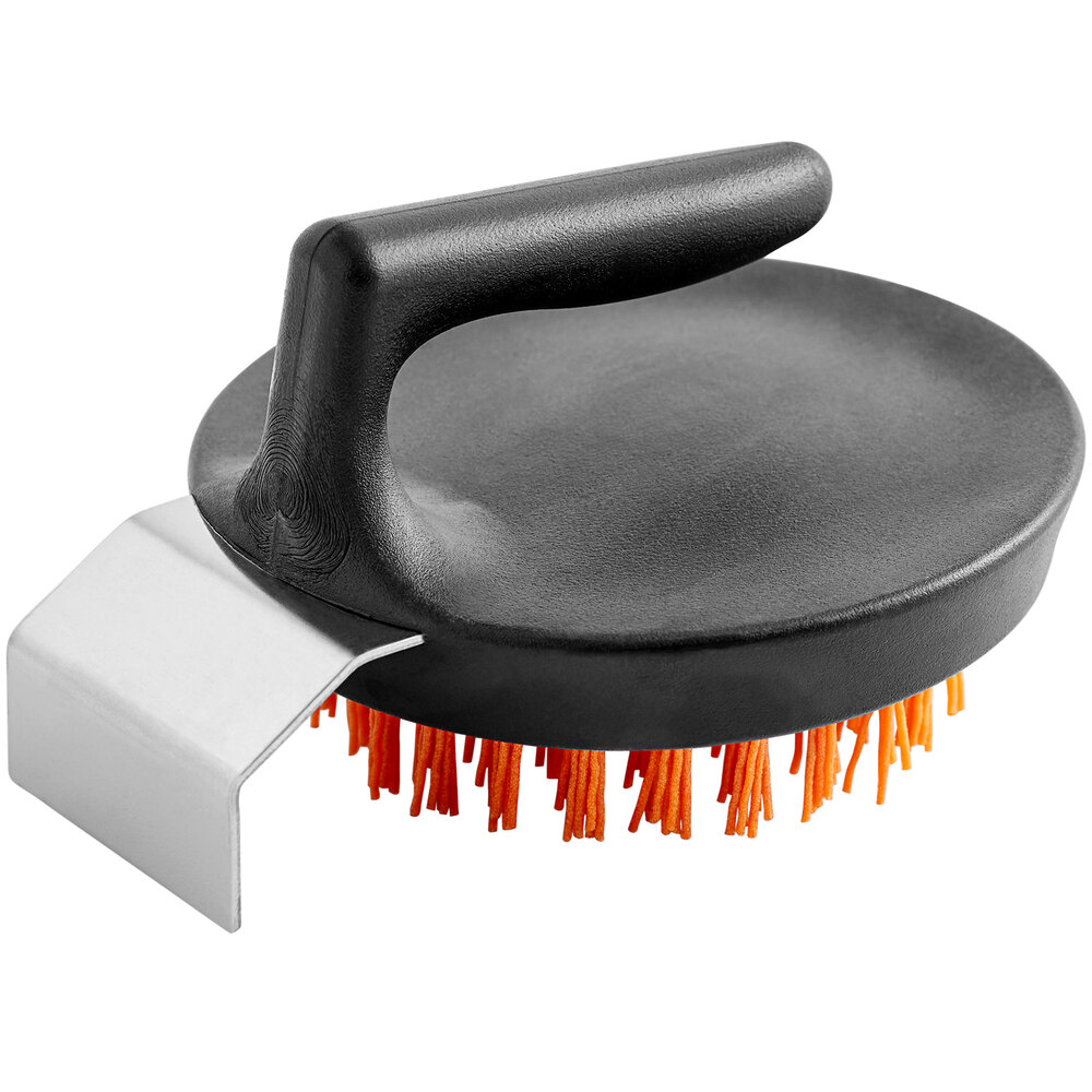 Cast Iron Cleaning Brush w/ Nylon Bristles & Metal Scraper