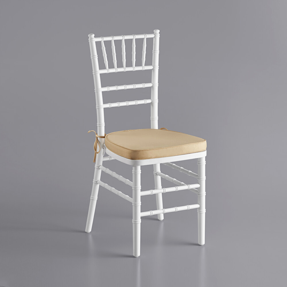 Lancaster Table & Seating White Wood Chiavari Chair with Gold Cushion