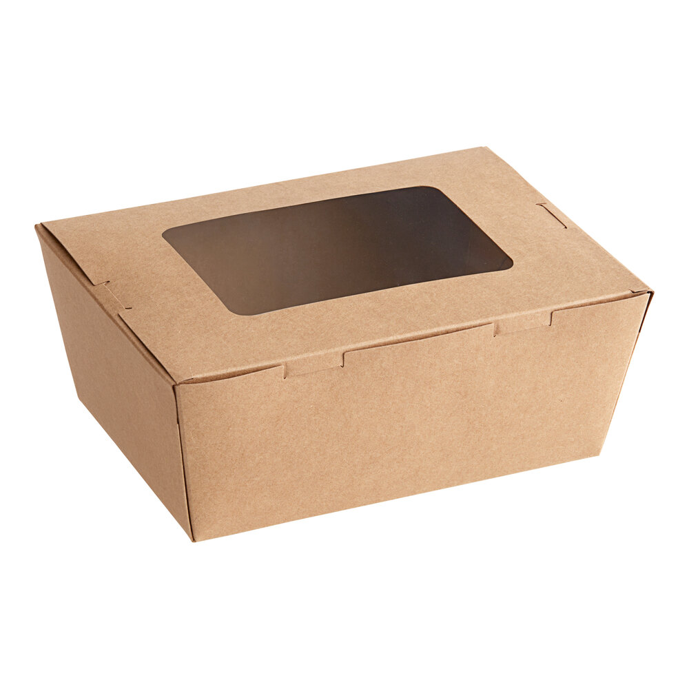 Choice Kraft Folded Paper #4 Take-Out Container with Window 7 3/4