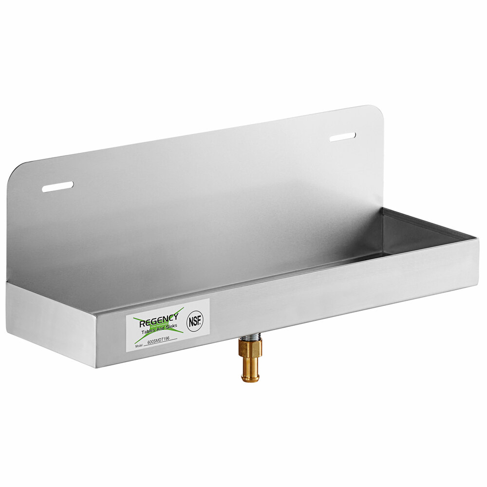Regency 19 1/2 inch x 6 inch x 6 1/2 inch 16-Gauge 304 Stainless Steel Mop Sink Drainage Tray