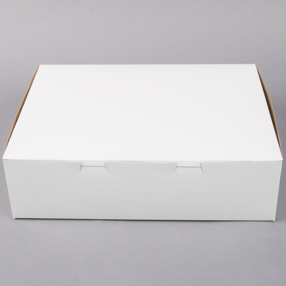14 x 10 White Rectangular Melamine-Coated Wood Cake Board with Feet