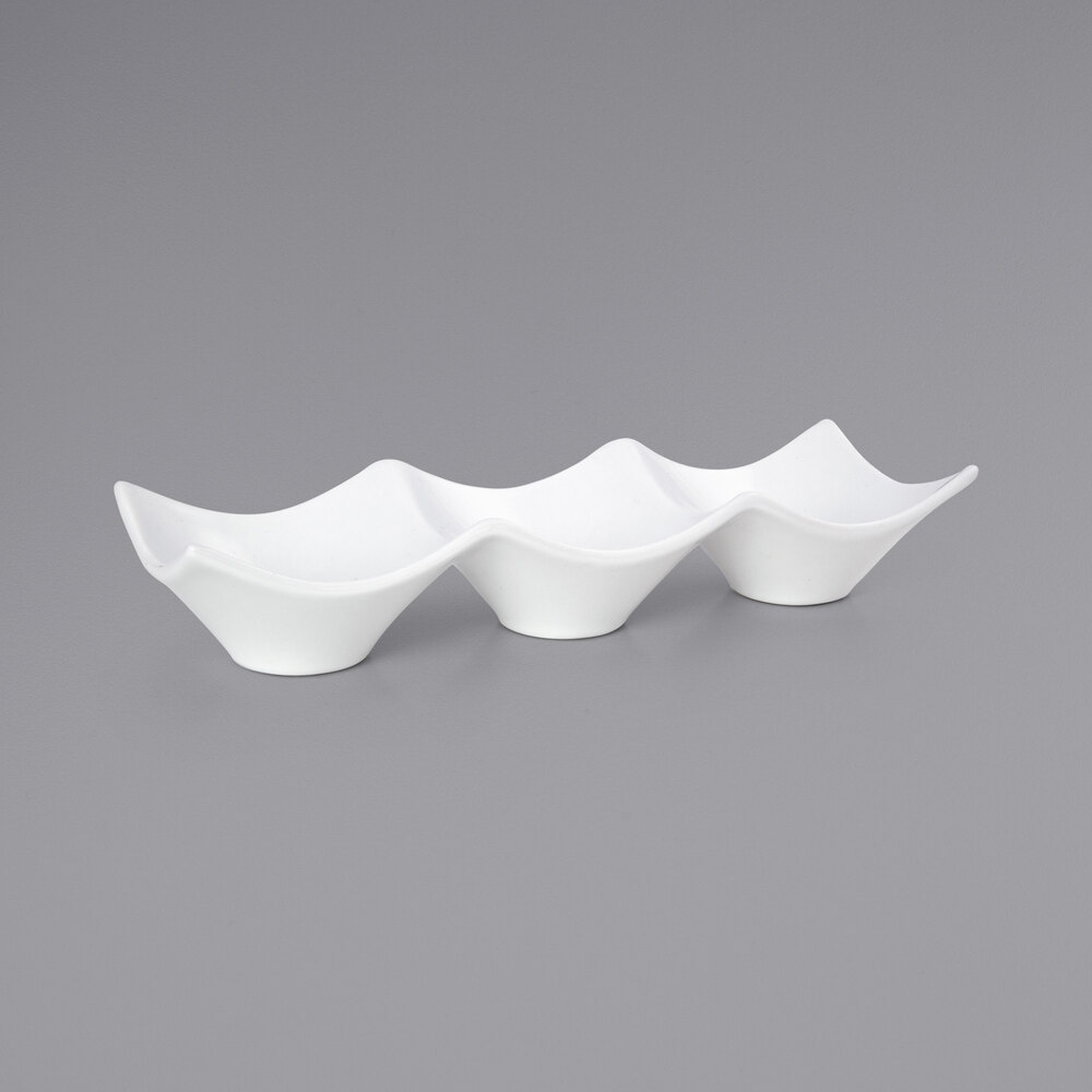 Front of the House Origami 6 oz. Bright White 3-Compartment Porcelain ...