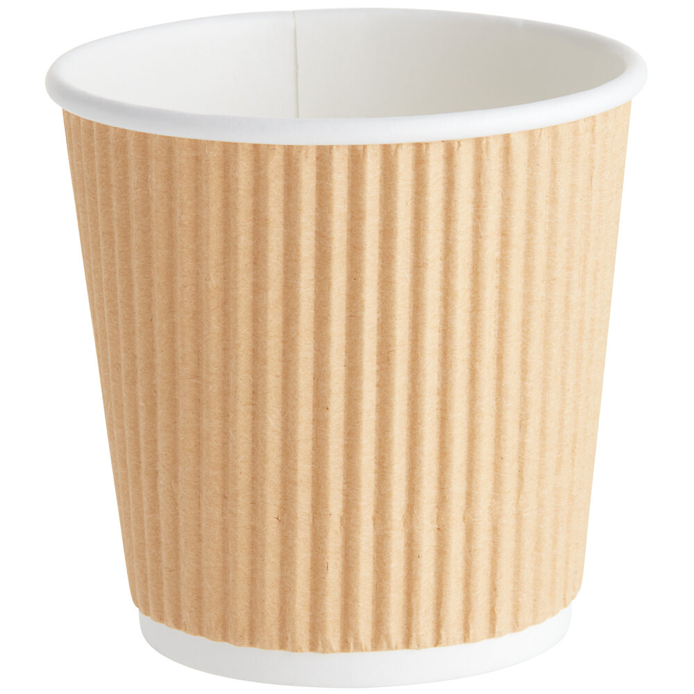 Choice 4 oz. Double Wall Ripple Kraft Paper Hot Cup - 25/Pack