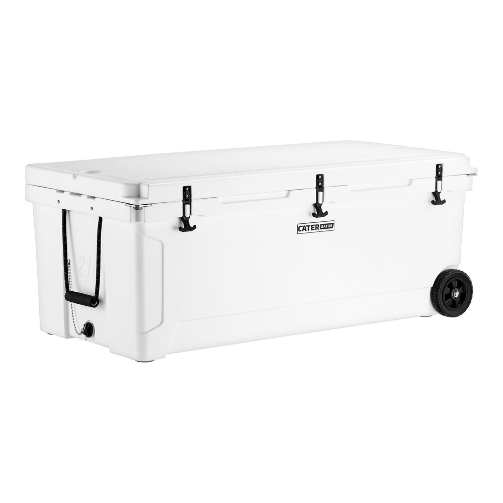 CaterGator CG200WHW White 210 Qt. Mobile Rotomolded Outdoor Cooler / Ice Chest
