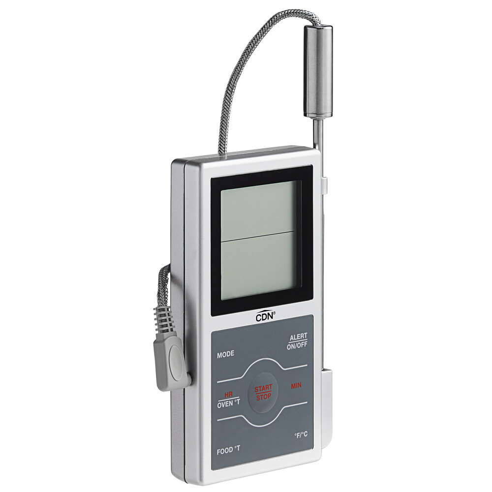 CDN DSP1-S 6 3/4" Silver Digital Dual-Sensing Cooking Thermometer and