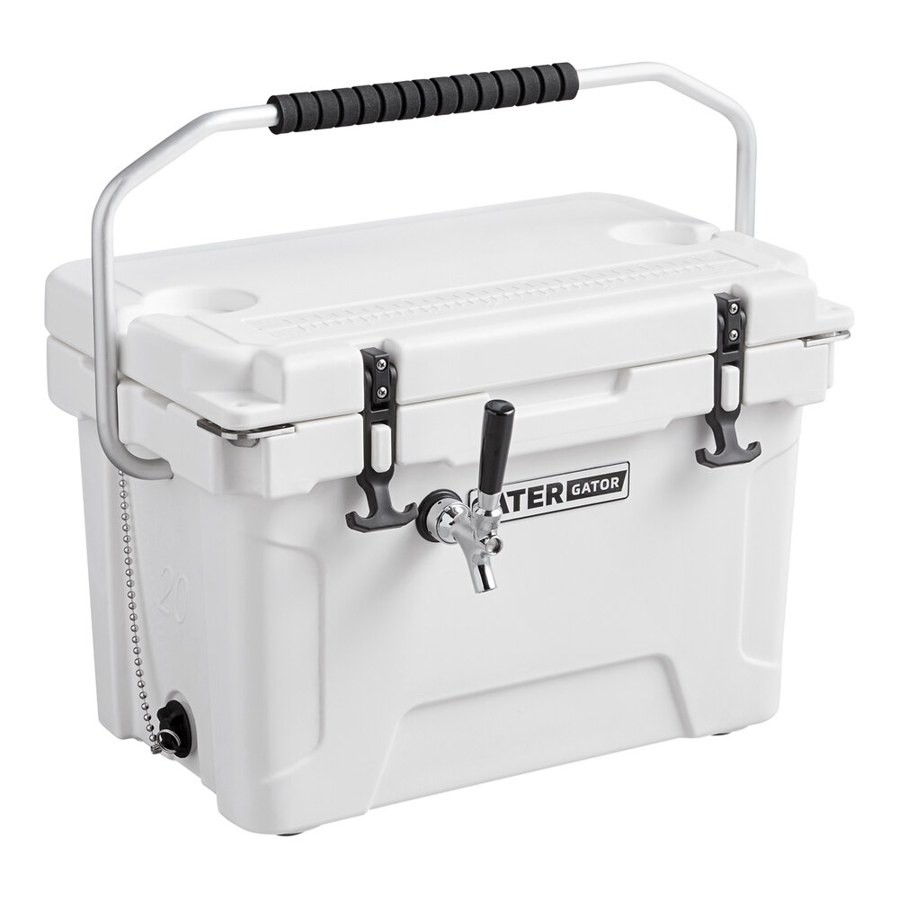 CaterGator JB20WH White 1 Faucet 21 Qt. Insulated Jockey Box with