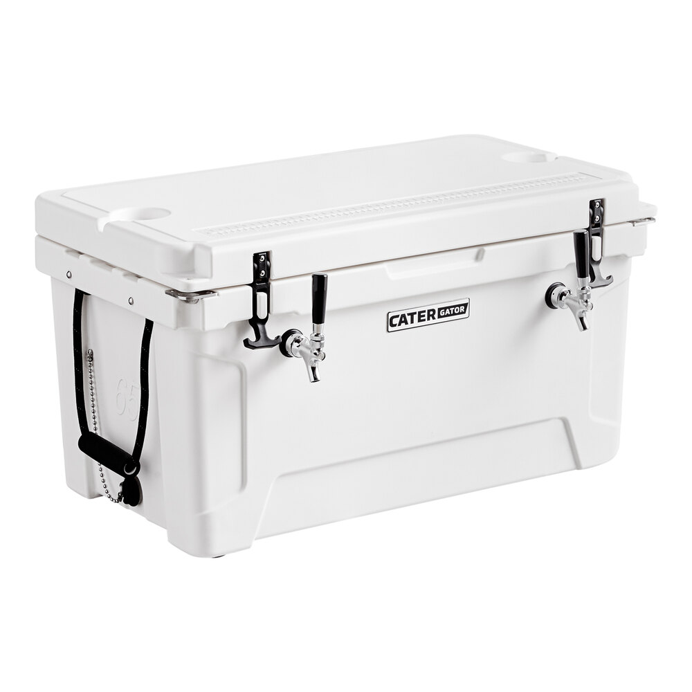 CaterGator JB65WH White 2 Faucet 68 Qt. Insulated Jockey Box with