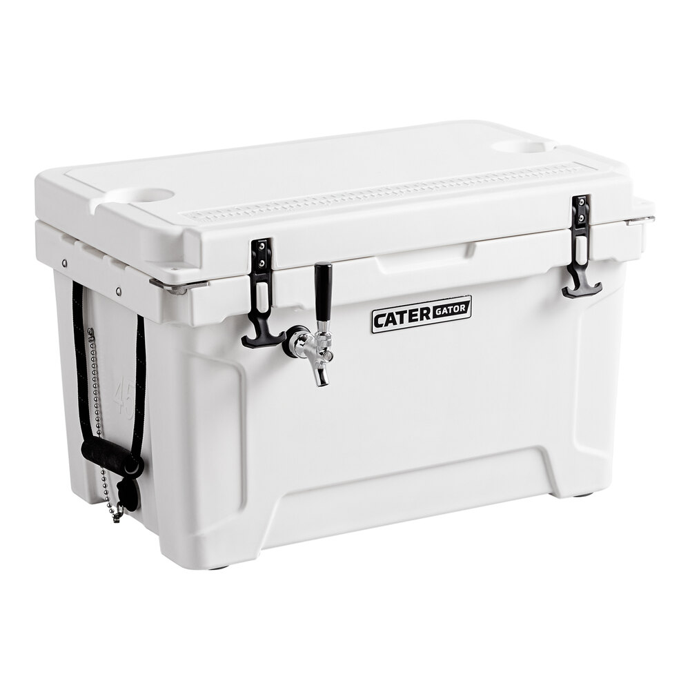 CaterGator JB45WH White 1 Faucet 47 Qt. Insulated Jockey Box with