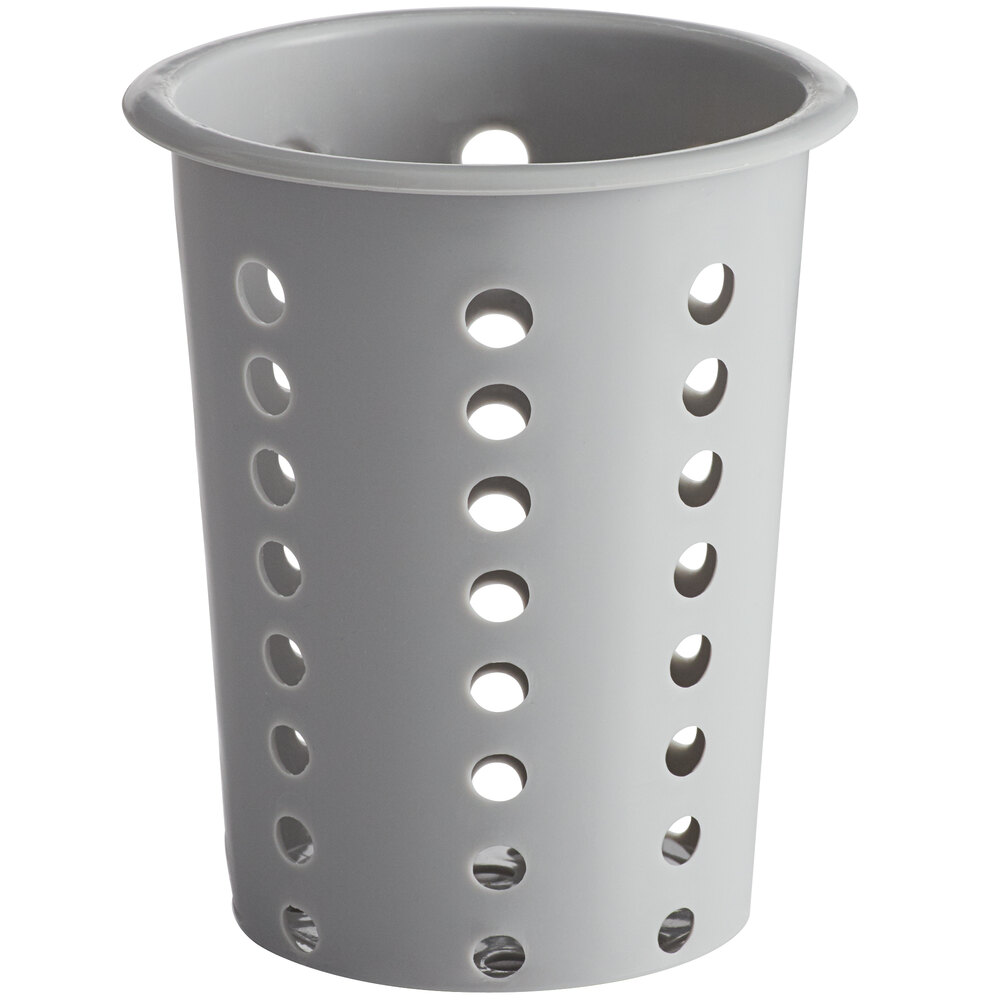 Choice Gray Perforated Plastic Flatware Holder Cylinder