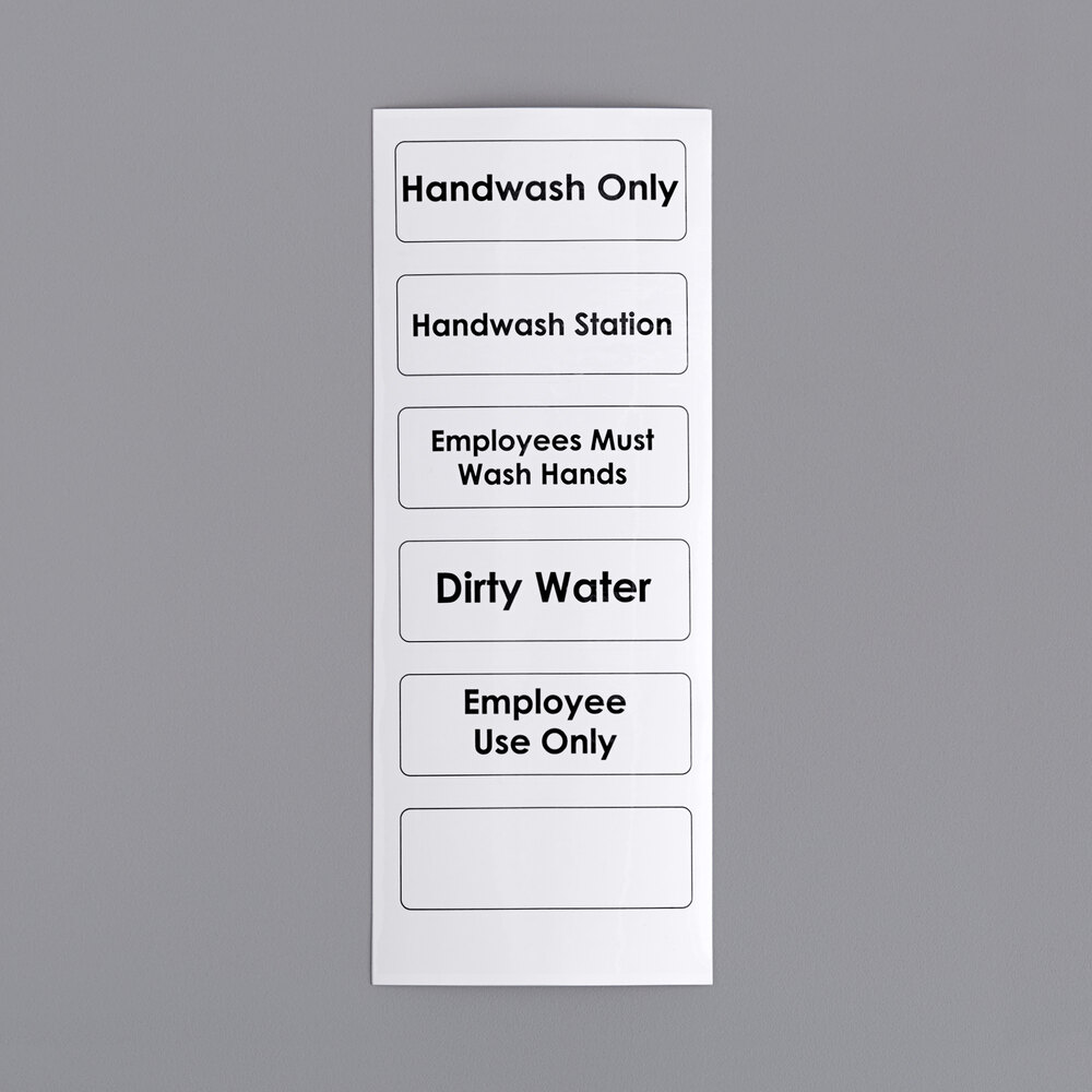 Choice Sanitary Compliance Labels with 5 Messages and 1 Blank Label