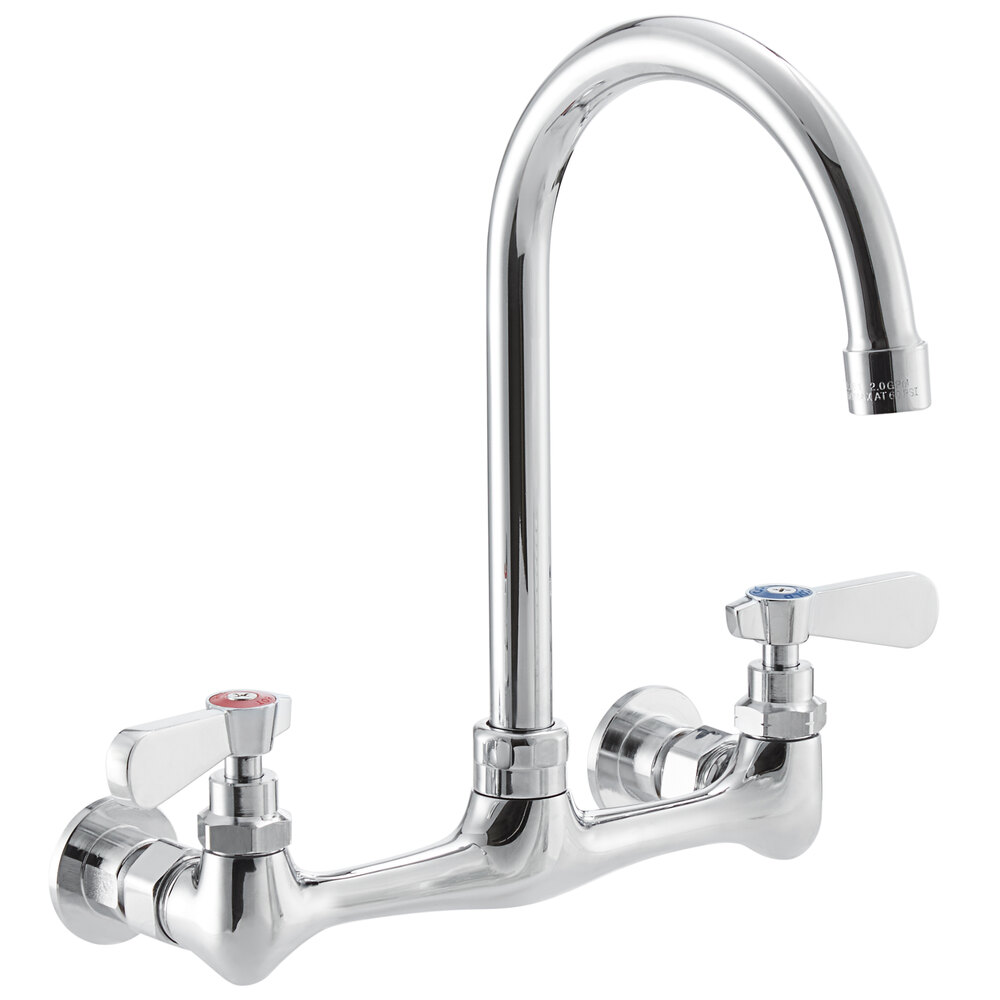 Regency Wall Mount Faucet with 10 inch Gooseneck Spout and 8 inch Centers