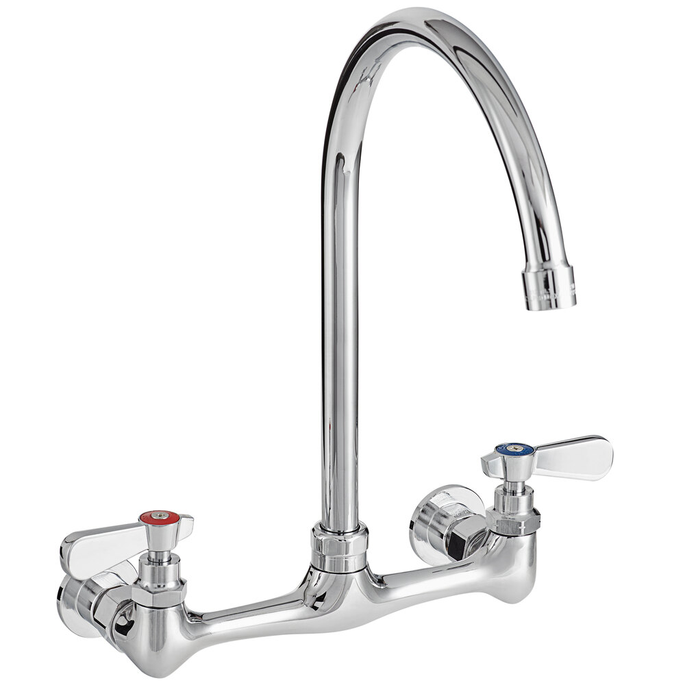 Regency Wall Mount Faucet with 12 inch Gooseneck Spout and 8 inch Centers