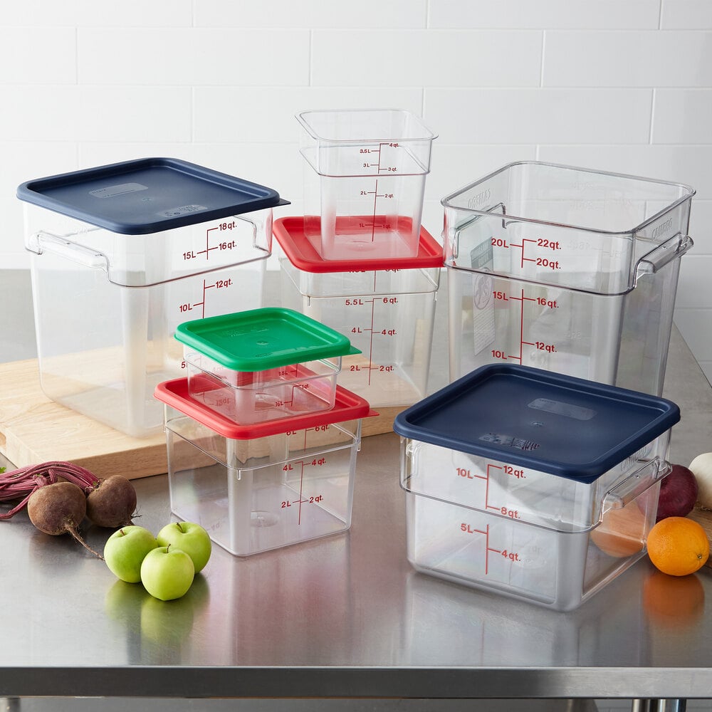 Large Cambro Food Storage Containers Clear Polycarbonate Square 6 Quart With Lid 