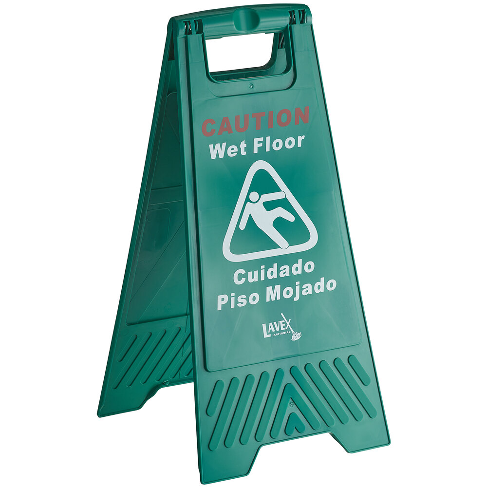 Lavex 25" Green Caution Wet Floor Sign