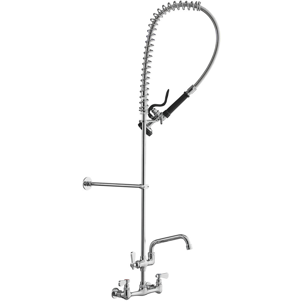 Regency 1.15 GPM Wall Mount Pre-Rinse Faucet with 8 inch Add-On Faucet and 8 inch Centers