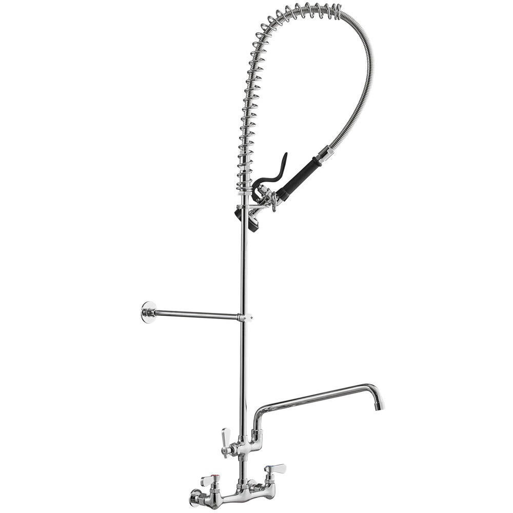 Regency 1.15 GPM Wall Mount Pre-Rinse Faucet with 16 inch Add-On Faucet and 8 inch Centers