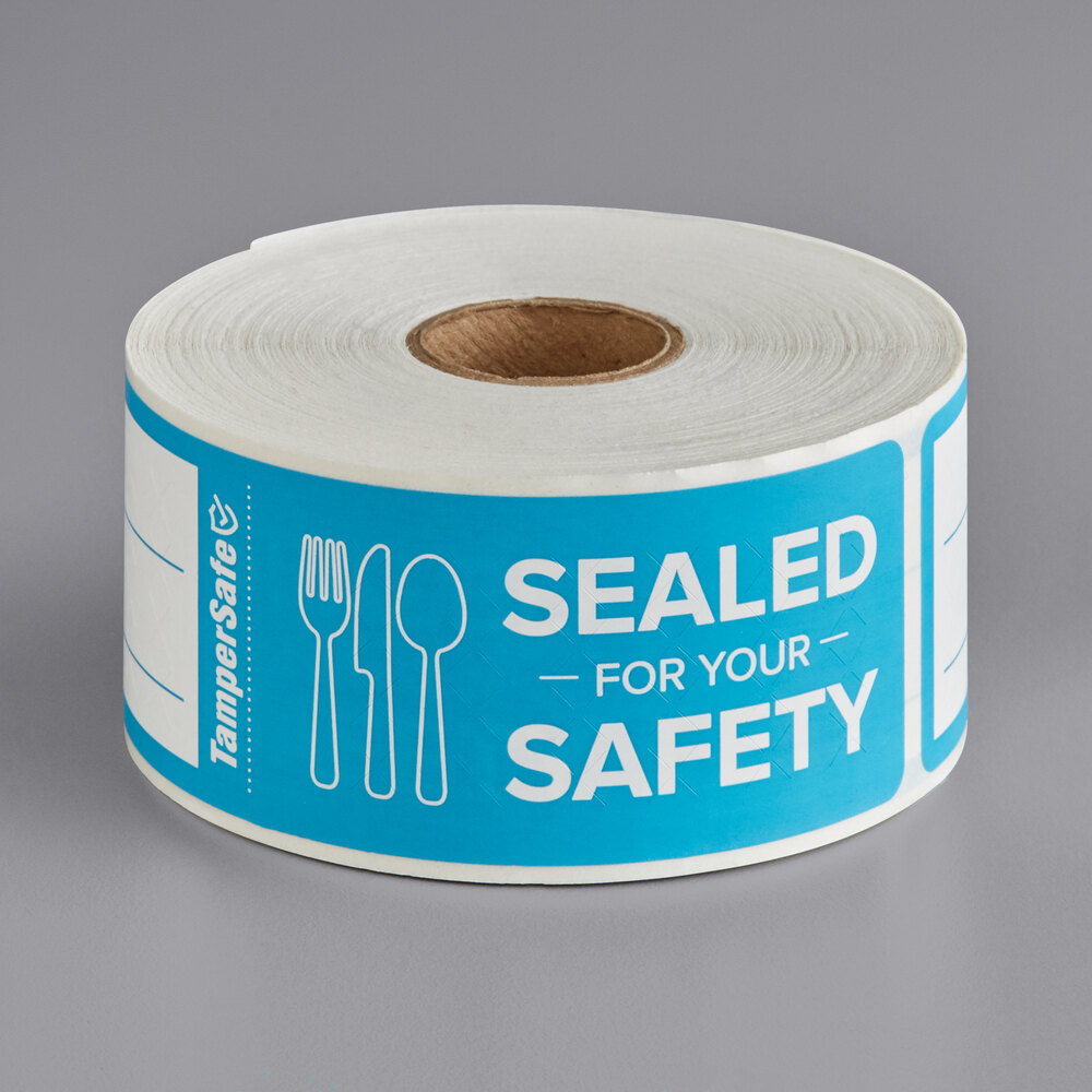 TamperSafe 1 1/2" x 6" Sealed For Your Safety Blue Paper TamperEvident Label 250/Roll