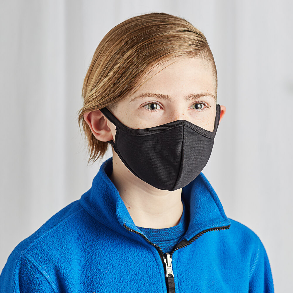 Youth Face Mask Black Reusable 2Ply Protective Face Mask