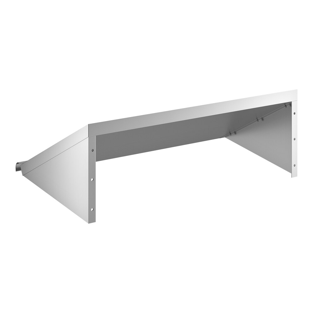 A stainless steel 42-inch wall mounted slanted rack shelf.