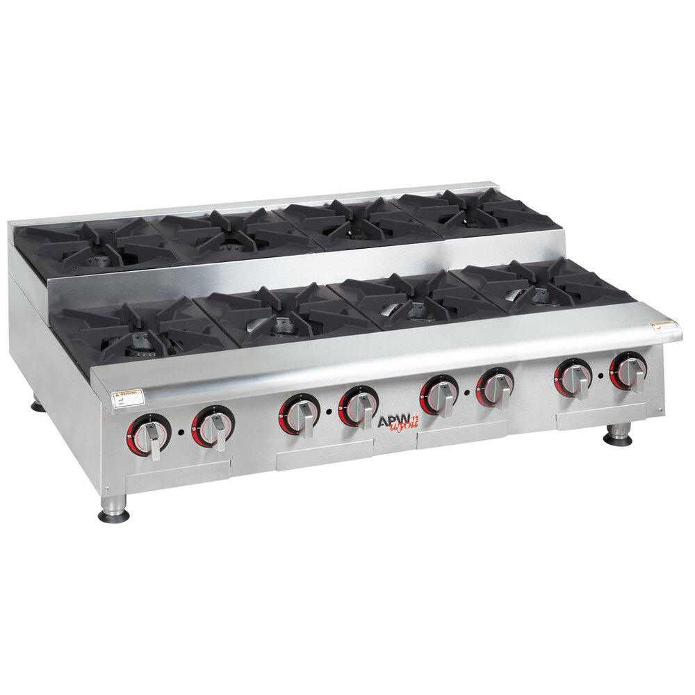 APW Wyott HHPS848 Natural Gas Heavy Duty 8 Burner StepUp Countertop
