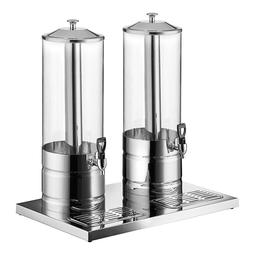 Decorative Glass Pedestal Beverage Dispenser with Stainless Steel