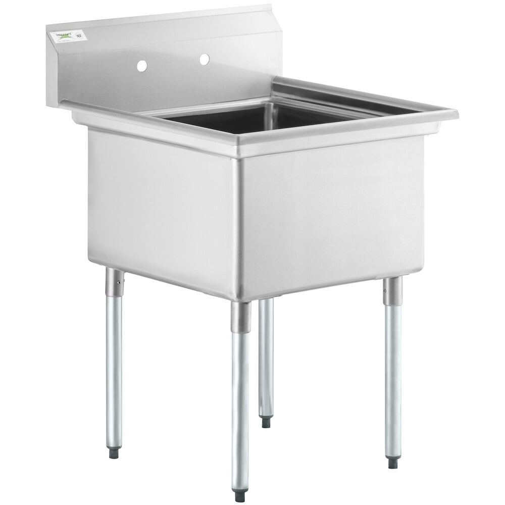 Regency 29 inch 16 Gauge Stainless Steel One Compartment Commercial Sink with Galvanized Steel Legs - 24 inch x 24 inch x 14 inch Bowl
