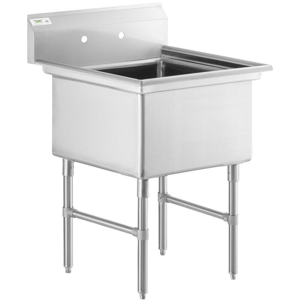Regency 29 inch 16 Gauge Stainless Steel One Compartment Commercial Sink with Stainless Steel Legs and Cross Bracing - 24 inch x 24 inch x 14 inch Bowl