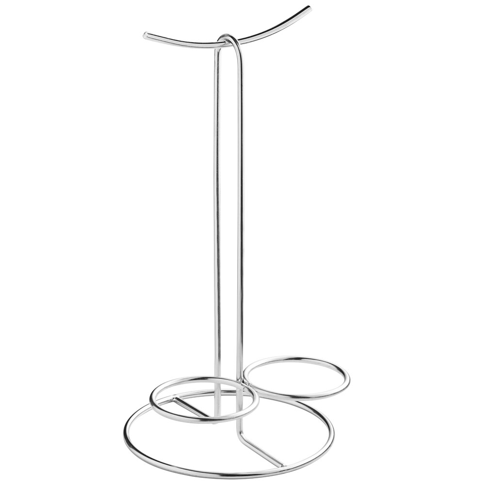 Tablecraft 10461 Stainless Steel Onion Ring / Pretzel Serving Tower with Ramekin Holders